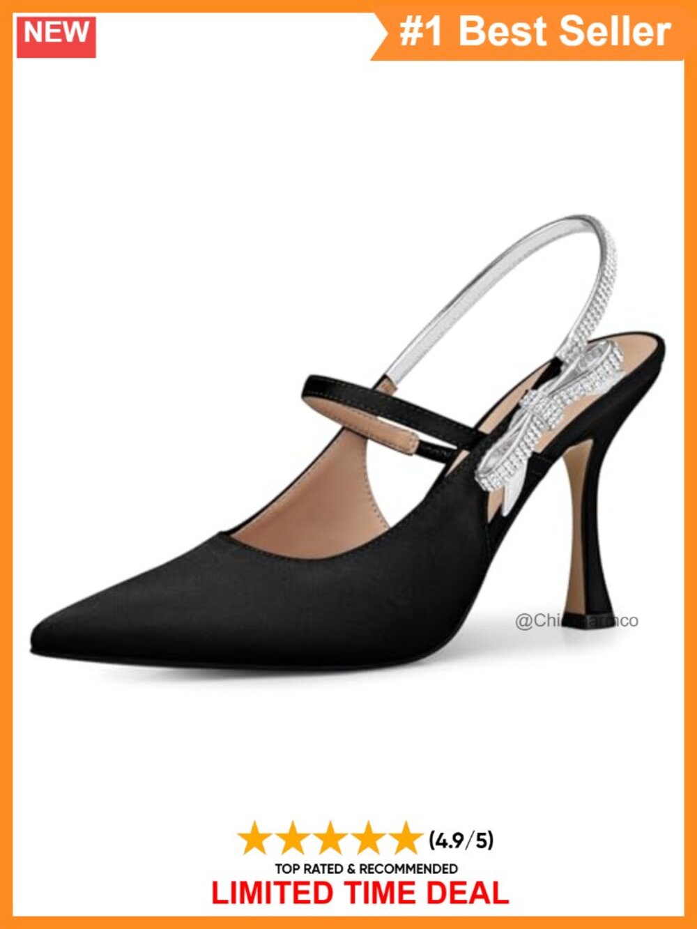 Women Kitten Heel Pumps Satin Rhinestone Bow Ankle Strap Dress Shoes